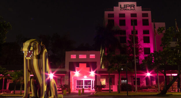 Imagen-UPR Carolina se ilumina de rosa (2)