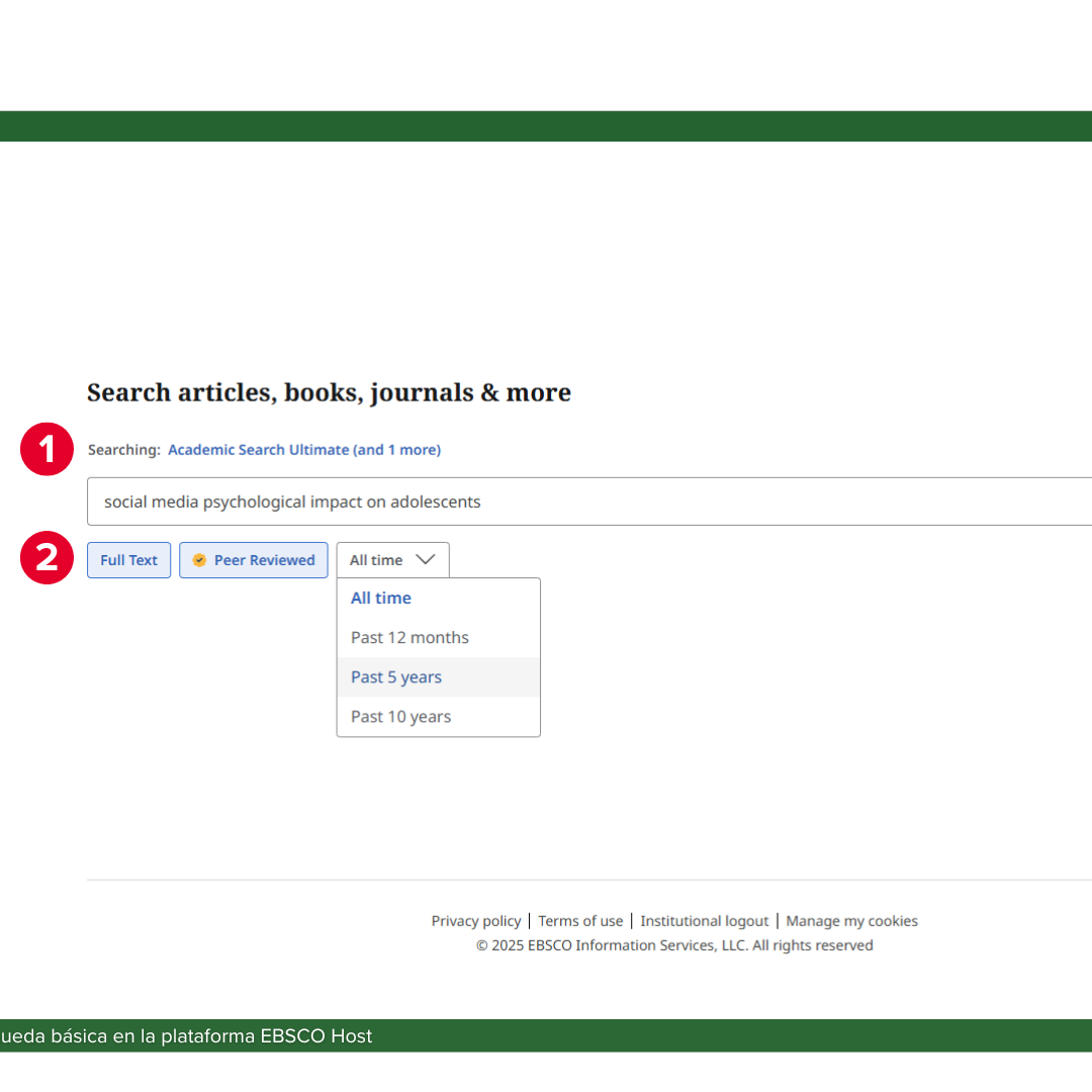 Presenta ejemplo de cómo definir y configurar una búsqueda básica en una base de datos escribiendo una frase