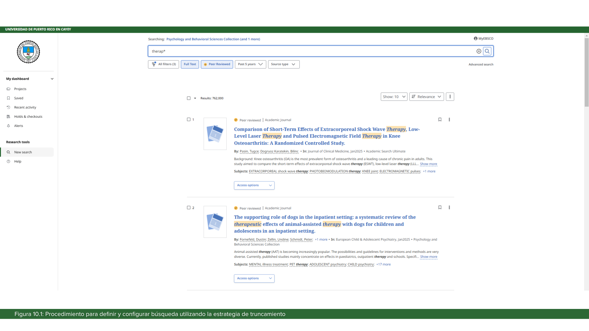 Presenta ejemplo de cómo definir y configurar una búsqueda avanzada en una base de datos escribiendo utilizando la estrategia de truncamiento