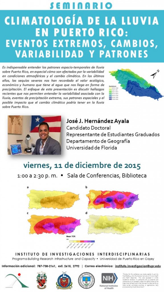 Promoción ha actividad de Seminario: Climatología de la lluvia en Puerto Rico