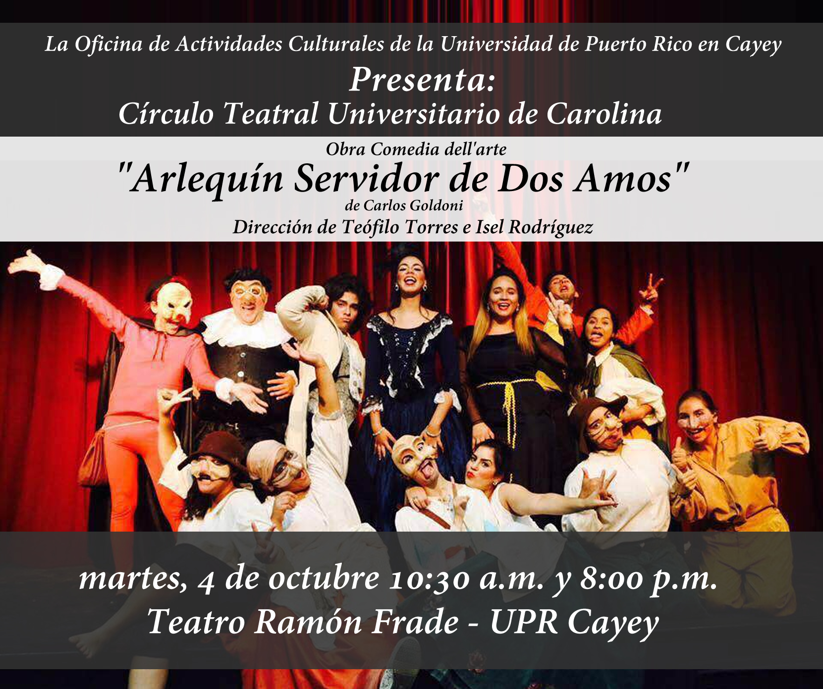 Imegen promoción Obra Arlequín Servidor de Dos Amos