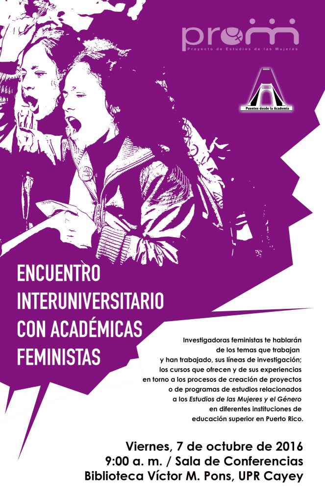 Imagen del poster de promoción de la actividad Encuentro Interuniversitario con Académicas Feministras
