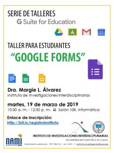 Imagen representativa a promocio de taller de Google Forms