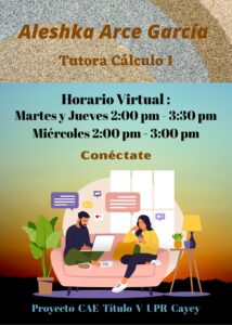 Imagen de Aleshka Arce García Tutora Cálculo I CAETV Virtual UPR Cayey Verano 2021