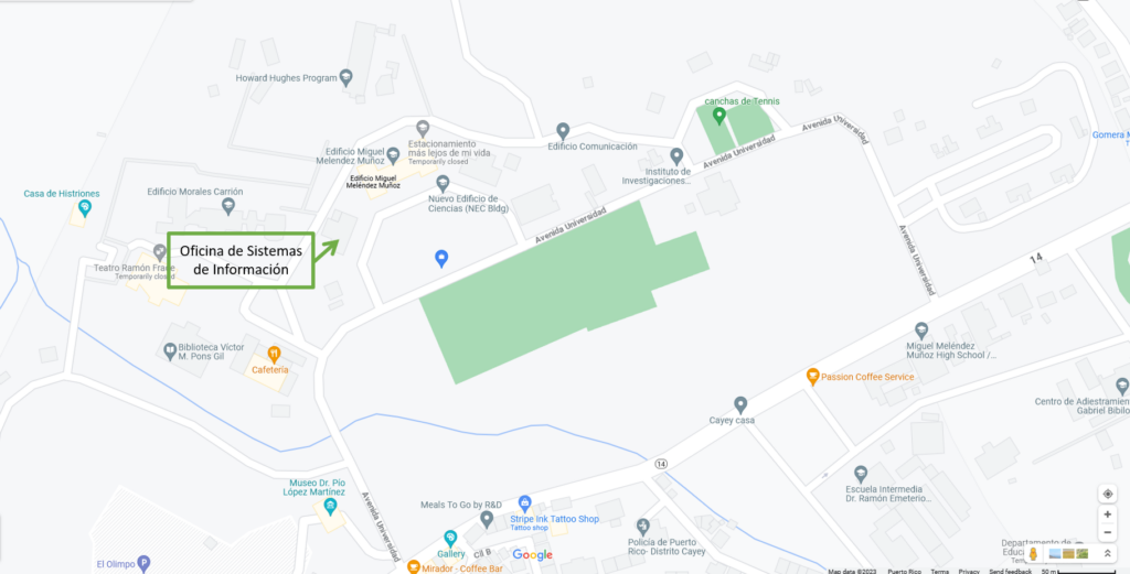 Imagen de la localización de la Oficina de Sistemas de Información