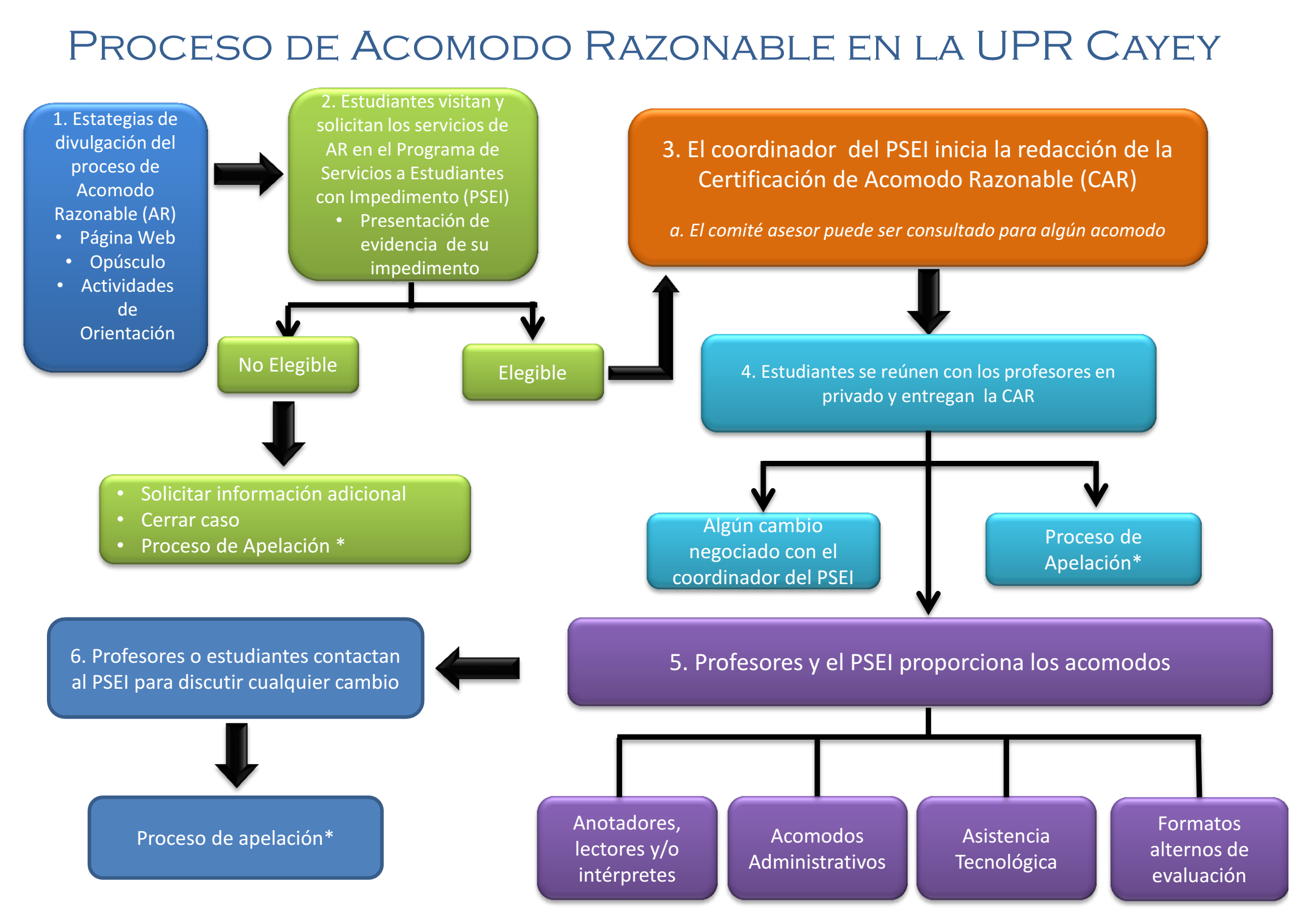 Organigrama visualizando el Proceso de Acomodo Razonable