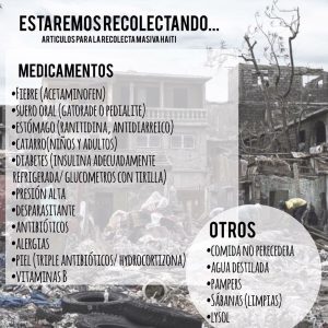 Imgen representativa a la iniciativa Jóvenes por Haití(listado de artículos necesarios)