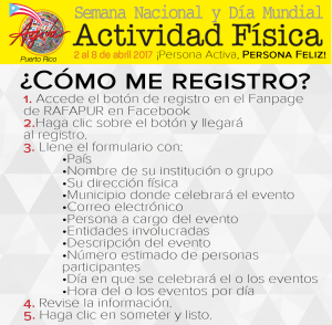 Imagen con instruciones para el registro de la actividad para la Actividad Física