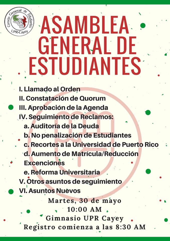 Imagen representativa a la información relacionada al cambio de fecha de la asamblea de estudiantes