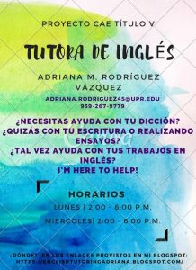 Publicidad Adriana Rodríguez Tutora Inglés CAETV