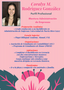 Imagen de Diseño Perfil Profesional Coralys Rodríguez Mentora CAETV UPR Cayey Agosto 2020