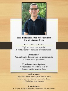 Imagen de Diseño Perfil Profesional Eric Vázquez Tutor Contabilidad CAETV UPR Cayey Agosto 2020