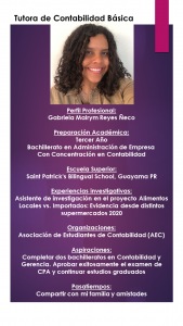 Imagen de Diseño Perfil Profesional Gabriela Reyes Tutora Contabilidad CAETV UPR Cayey Agosto 2020