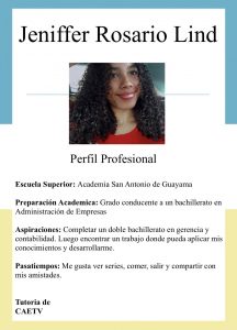 Imagen de Diseño Perfil Profesional Jennifer Rosario Lind Tutora CAETV UPR Cayey Agosto 2020