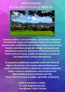 Imagen Bienvenidos al CAE Título Cinco Virtual Abril 2021