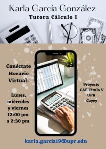 Imagen Karla I. García González Tutora Cálculo I CAETV Virtual Verano 2021