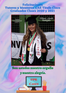 Imagen Postal Felicitación Tutores y Mentores CAE Clases 2020 y 2021 UPR Cayey