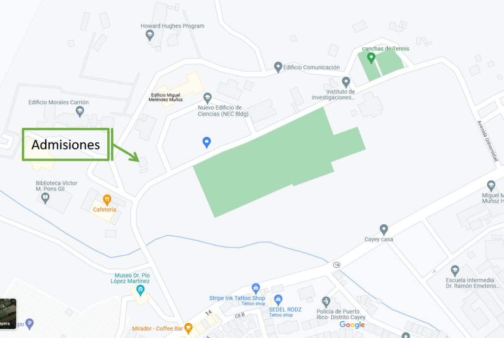 Localizació de la Oficina de Admisiones