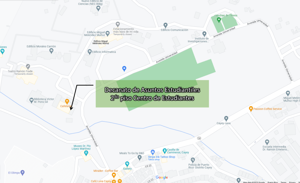 Mapa Localización Decanato de Asuntos Estudiantiles