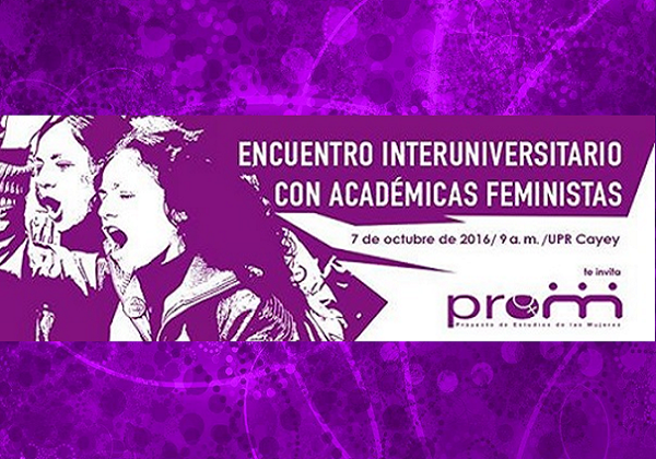 promujeres Imagen de banner de la promoción de la actividad Encuentro Interuniversitario con Académicas Feministras