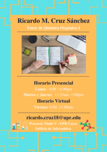 Imagen de Anuncio Orgánica 1 Ricardo Cruz Tutor CAETV UPR Cayey Agosto 2023