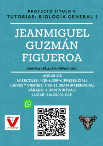 Imagen de Proyecto Titulo V Anuncio Jeanmiguel Guzmán Figueroa Tutor Biología General 1 CAE TV UPR Cayey Septiembre 2023