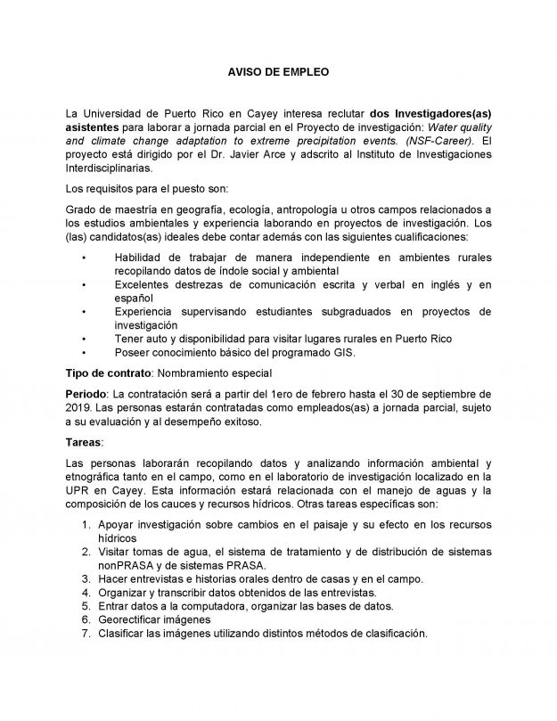 Aviso de empleo