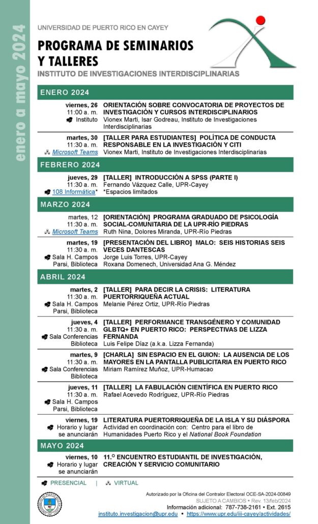 Programa-seminarios-y-talleres-III-ene-mayo-2024 Documento que incluye fechas e información de las actividades a ofrecerse este semestre