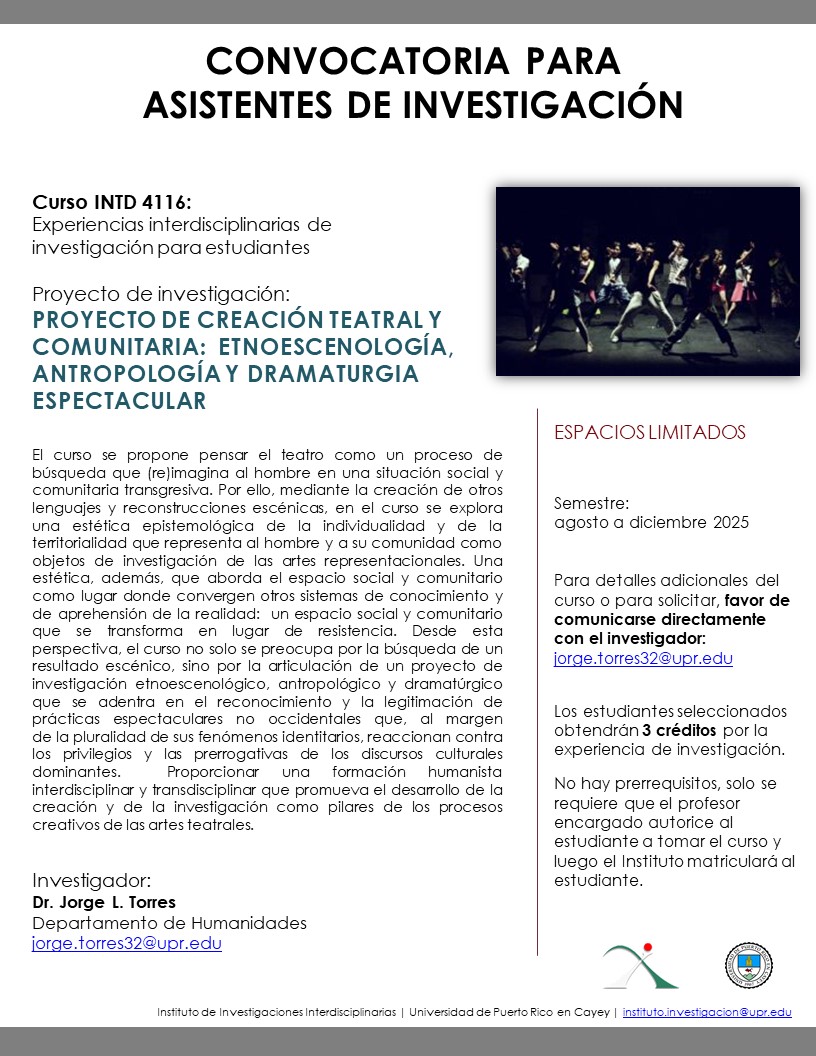 Convocatoria para asistente de investigación – agosto a diciembre 2025 ...