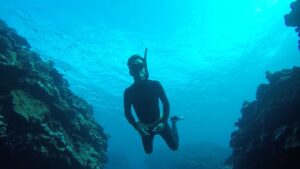 doctor Travis A. Courtney, buceando por los arrecifes