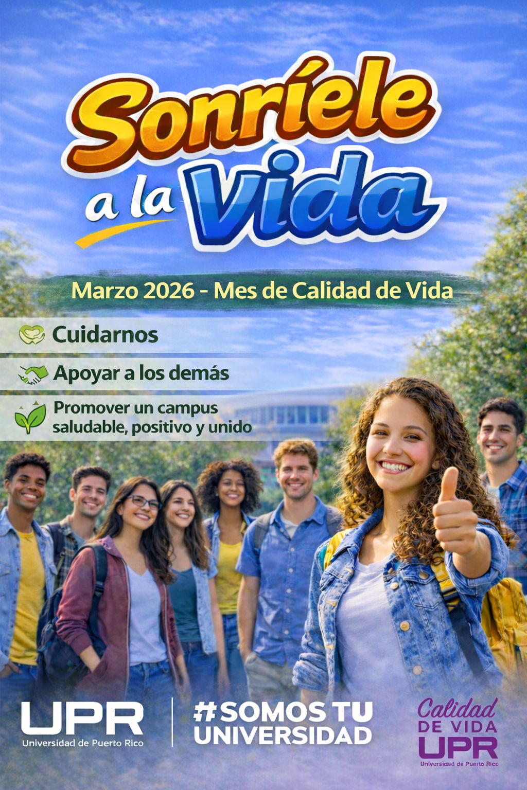 Afiche del Mes de la Calidad de Vida: Sonríele a la Vida. Marzo 2026